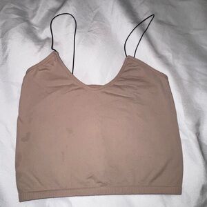 Free People Tan Scoop Neck Spaghetti Strap Cami